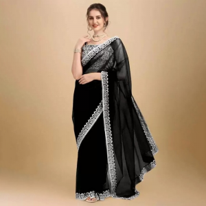 Embroidered Net Saree