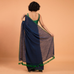 Blue Green Solid Cotton Blend Saree